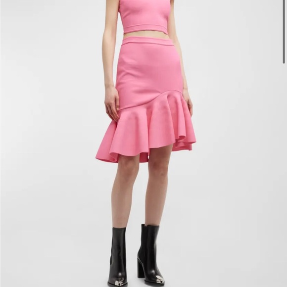 Alexander McQueen asymmetric peplum flutter hem Barbie pink skirt small - Picture 2 of 13